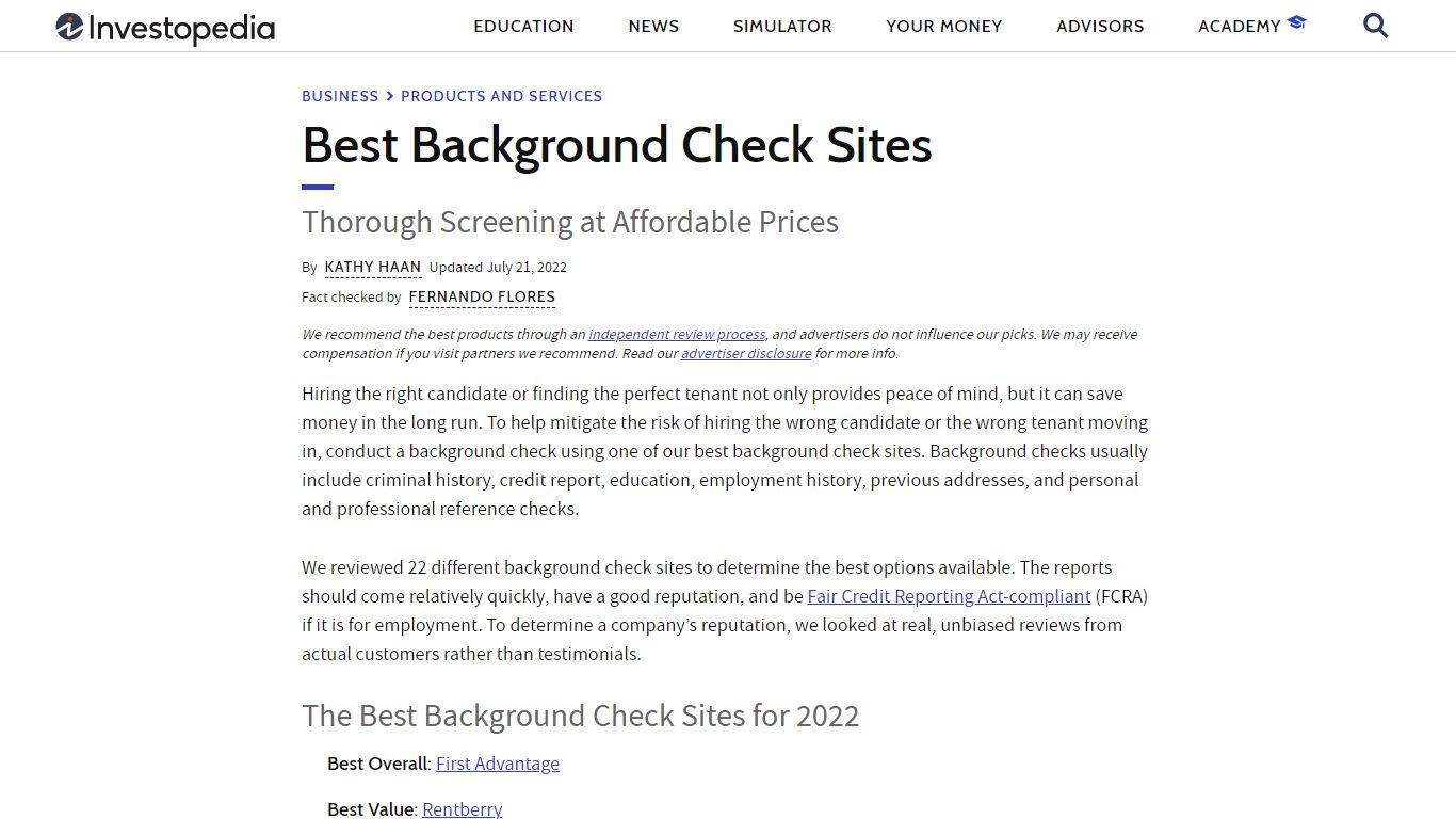 The Best Background Check Sites for 2022 - Investopedia